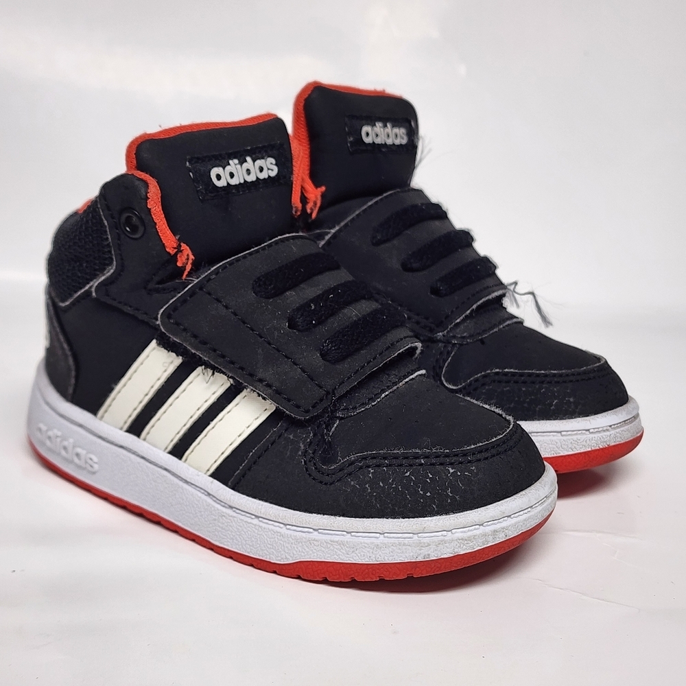 Adidas Hoops Mid 2.0 Boys Shoes Size 6.5 Toddler Basketball Sneakers Black Red - Picture 7 of 9